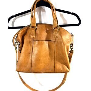 American Leather Co Brown Genuine Leather Satchel Crossbody Bag Soft Pebbled